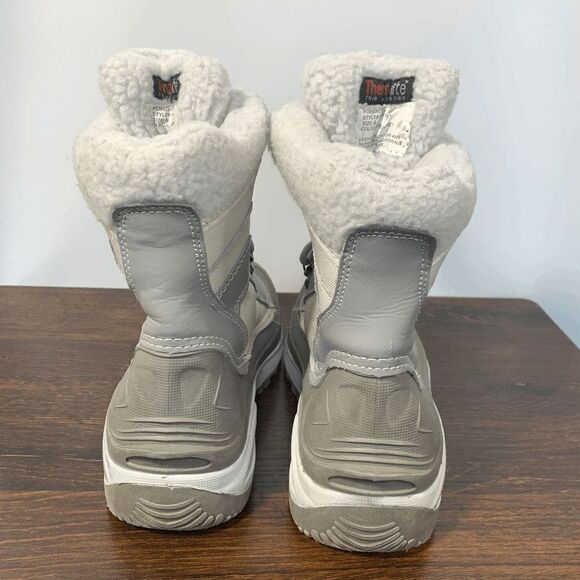 Itasca Leather Lace Up Ankle Thin Insulation Winter Boots Gray & White Size 9 - Picture 8 of 9